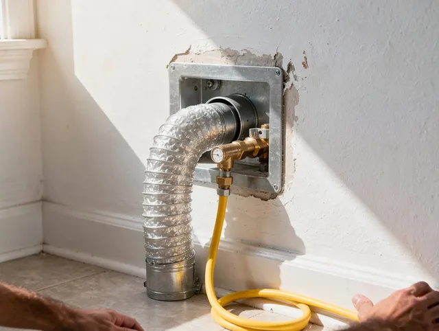 Gahanna Dryer Vent Cleaning certified technician performing specialized gas dryer vent cleaning in Gahanna
